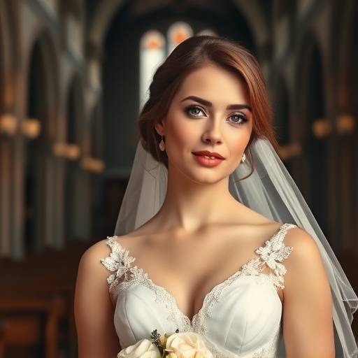 Studio Foto Elegance - Portret van een bruid in een sfeervolle kerk